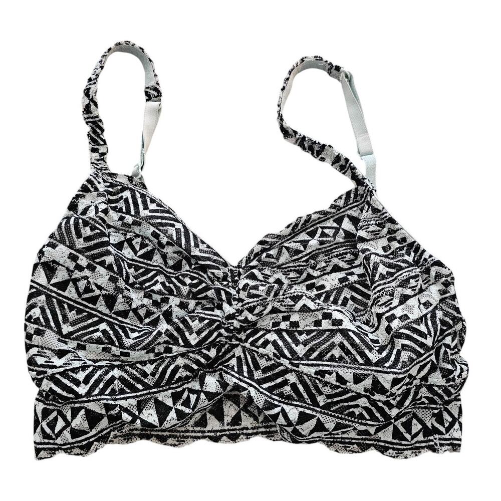 PINK by Victorias Secret Womens Sz S Bralette Bra Black White Aztec Print Lace